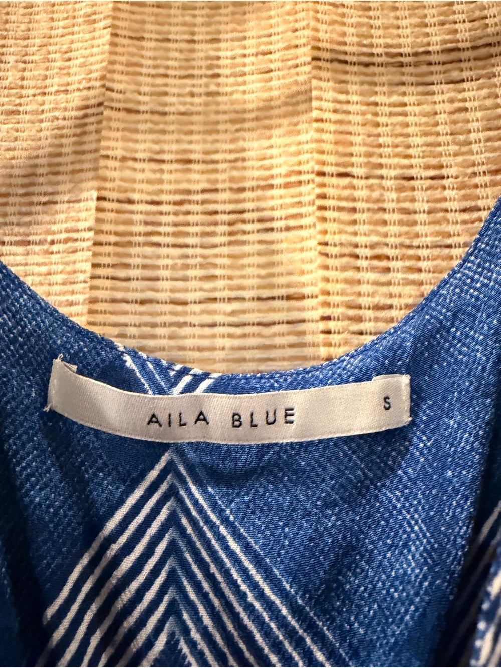 Aila Blue Summer Tie-Front Blue Geometric Maxi Dress - Picture 5 of 6
